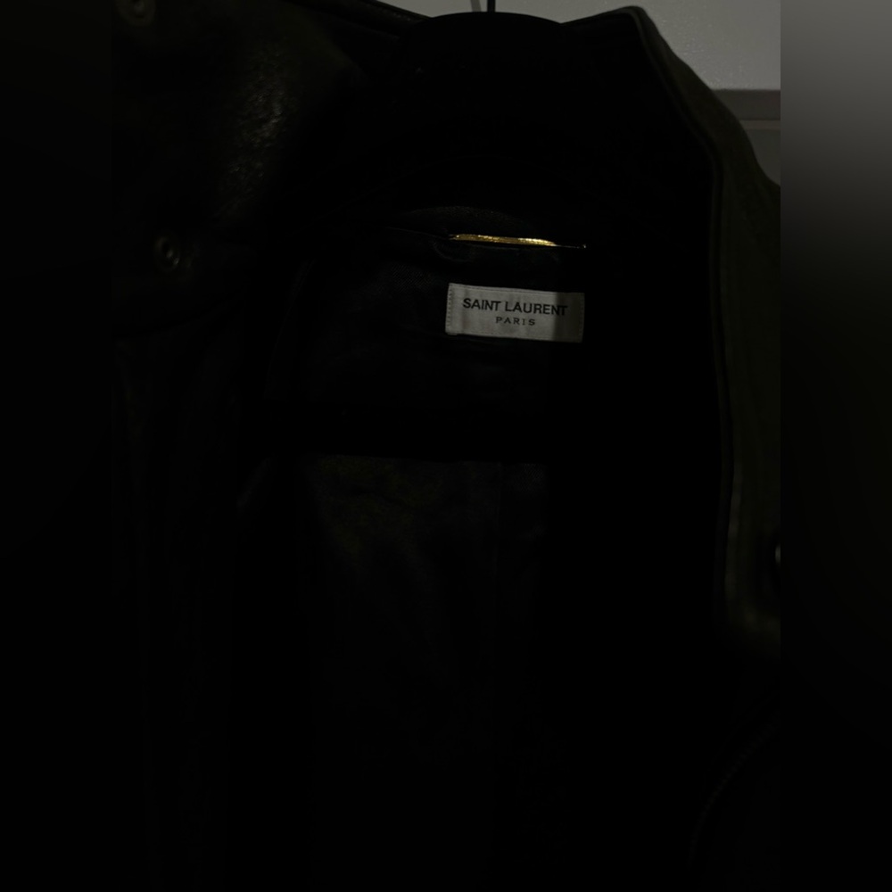 SAINT LAURENT Leather Jacket Stand Collar Runway Black Leather Bomber 2025 - Picture 15 of 17